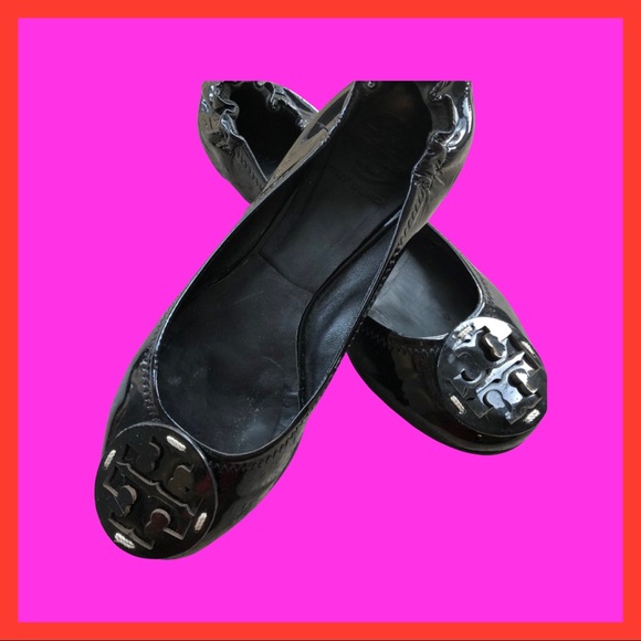 Tory Burch Shoes - TORY BURCH Reva Patent Leather Black well worn Ballet Flats